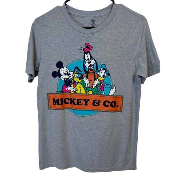 Mickey & Co. Gray Graphic T-Shirt Mickey Donald Goofy & Pluto XXS Cotton Blend - Picture 2 of 6